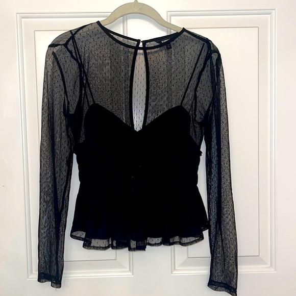 Black dressy blouse sheer - Picture 1 of 2